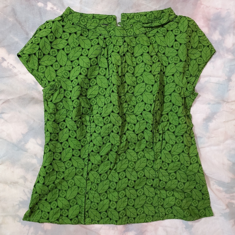 🌹Green Leaf Geometric Career Lace Blouse 🌹